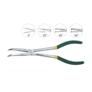 11 Inch Long Reach Needle Nose Pliers High Carbon Steel Multi Angle 0°/20°/45°/90° Curved Nose Long Nose Pliers thumbnail-1