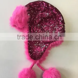 High Quality Children Sequin Trapper Hat With Soft Faux Fur Lining thumbnail-1