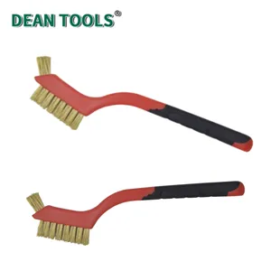 Non-Sparking Brush,Bent Handle Dual-Sided Heads Wire Brush With Soft Grip Handle Double-Ended Cleaning Brush thumbnail-4