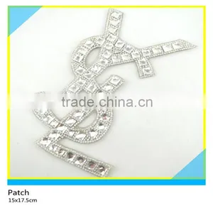Iron on Crystal Decals Hotfix Fishbone Design Rhinestone Patch 12x23.5cm thumbnail-5