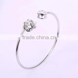 Trendy New Design Transparent Zircon Copper Alloy Two Squares Style Open Bangle thumbnail-5