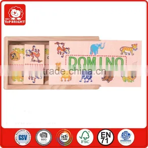 China Wholesale 28 Pcs Plywood and Pine Wood Material for 5.1 Height Lovely Animal Design Wooden Domino thumbnail-1