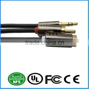 3.5mm Male to 2RCA Cable Gold Plated Audio I/O Wire Stereo Panel Mount Cable for PC, Car Audio, Audio Equipment thumbnail-1