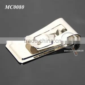 Men Style Fashion Stainless Steel Metal Black Genuine Leather Money Clip thumbnail-5
