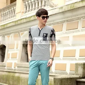 Top Level New Arrival Short Sleeve Stripe Polo Men thumbnail-2