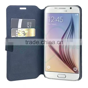 Excellent OEM Facoty Cellphone Wallet Cases for Samsung S6 Edge With Two Card Slots thumbnail-2