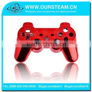 Red Chrome Faceplate for PS3 Wireless Controller Chrome Housing for PS3 Controller Full Shell and Full Set Buttons thumbnail-2