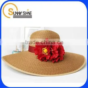 SUNNY SHINE Women Summer Fashion Straw Fedora Hat Beach Visor Hat thumbnail-1