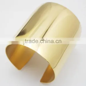 Fashion New Plain Hand Gold Plated Ultra Wide Cuff Bangles For Women Statement Jewelry Punk Charm Metal Opening Bangle Bracelets thumbnail-2