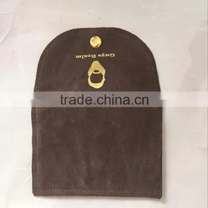 Full Cover Envelope Type Brown Velvet Fabric Jewelry Bag thumbnail-4