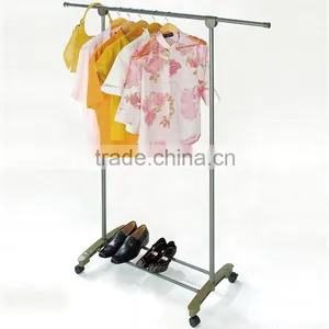 Modern Adjustable Steel Cloth Hanger Stand With Wheels thumbnail-1