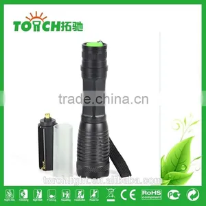 Strong Light Flashlight Self Defense SOS T6 Professional 2000 Lumens Lanterna Led Zoomable Flashlight 18650 Battary thumbnail-5