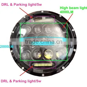 Wholesale 75W 7 Inch Round Headlight 12v 24v & DRL ForJee-p Wrangler JK/TJ/LJ 07-15 Harley and Hummer thumbnail-2