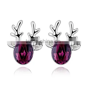 Aestheticism Christmas Ornaments Purple Crystal Elk Wholesale Earring Stud 2013 New thumbnail-1