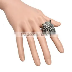 New Cool Punk Man's Titanium Steel GENUINE Quality Black Skull Ring Size thumbnail-4