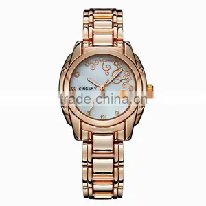 Kingsky KY054 Gold Plated Women Fashion Hand Watch for Girl thumbnail-5