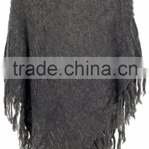 Women Knitted Trendy Winter Ponchos Turkish Knitwear Supplier in Turkey Ladies Sweater Pullover Blouse Cardigan Made in Turkey thumbnail-1