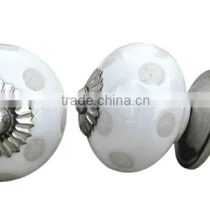Dotted Etched Ceramic Knob With Metal Fittings - Ready to Use - 38 mm Dia. thumbnail-1