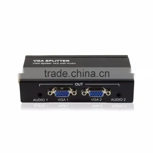 1VGA Input 2 VGA Output VGA Splitter 1X2 With 3.5mm Stereo Audio thumbnail-1