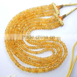 Natural Citrine Faceted Roundel Beads, Citrine Gemstone, Yellow Beads thumbnail-3