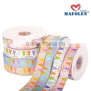 Mafolen Wholesale 1 Inch Grosgrain Printed, Birthday Wishes Ribbon by the Yard thumbnail-3