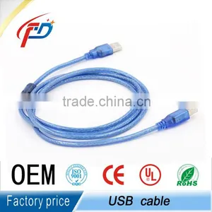 2.0 USB A/B Cable Transparent Blue Print Cable to 1m Computer Printing Machine Cable thumbnail-1