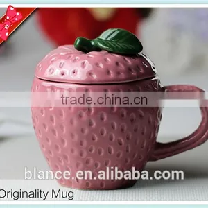 Ceramic Strawberry Shape Mug in Strawberry Design thumbnail-1