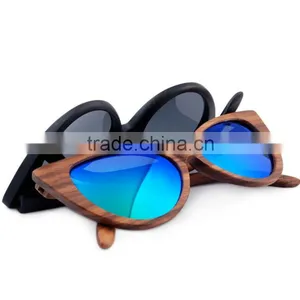 Vintage Butterfly Shape Frame Natural Wood Sunglasses With Custom Logo thumbnail-2