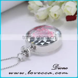 Silver ROUND Pendant Necklace With Flower Design Wholesale Fashionable Jewelry thumbnail-6