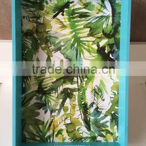 Colored Discount Handmade Green Plant Discorative Wooden Tray thumbnail-3