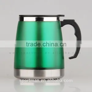 16oz Eco-friendly Feature and Metal Material Stainless Steel Travel Mug With Slider Lid Best Double Wall With Custom Logo Mug thumbnail-3