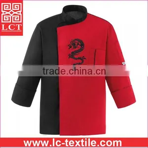 Supply Lastest Two Tone Color Design Supersoft Poly Cotton Fabric Chef Cook Uniform With Custom Imprint(LCTU0013) thumbnail-1