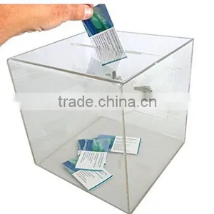 SourceOne Medium 8 Inch Premium Clear Acrylic Ballot Box Donation Box Cube thumbnail-2