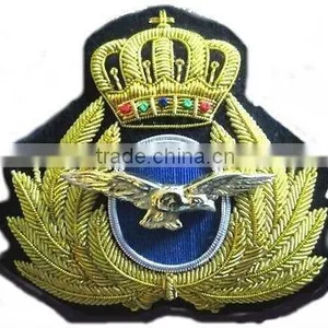 Greek Air Force, Pilot Hat / Cap Bullion Wire Blazer Badges thumbnail-2
