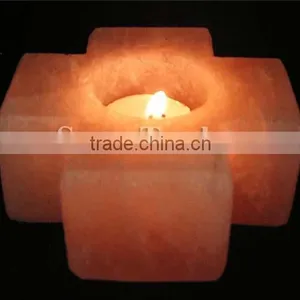 Cross Shape Tea Light / Himalayan Salt Tea Light / Salt Plus Tea Light / Himalayan Natural Salt Tea Light / Salt Candle Holder thumbnail-1