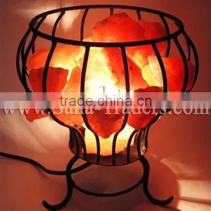 Himalayan Salt Lamp/ Rock Salt Lamp / Salt Lamp / Iron Basket Lamp / thumbnail-1