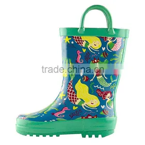 2017 Fashion Child Shoes Mermaid Pattern Beauty Rubber Rain Boot for Girls thumbnail-1