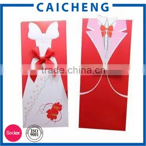 Folding Handmade Gift Card Wedding Invitation Card With Ribbon thumbnail-4