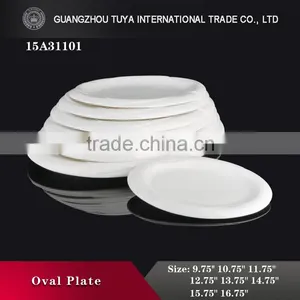Series of Different Size Restaurant Plain White Ceramic Oval Charger Plate thumbnail-1
