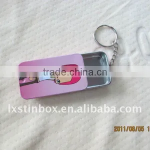 Rectangular Shape Size:60*35*12mm With Linged Small Metal Tin Box thumbnail-1