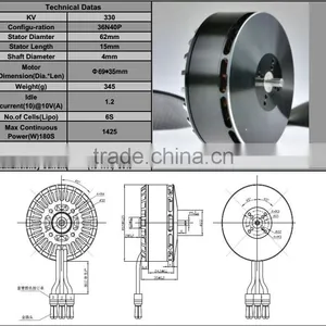New 6215 RC Multicopter Power Brushless Motor Outrunner KV330 Electric Power Motor for Multi-rotor thumbnail-3