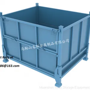 Foldable Stackable Steel Storage Box Cage Metal Bin Container thumbnail-1