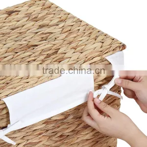 Removable Liner Water Hyacinth Woven Laundry Hamper / Laundry Basket thumbnail-6