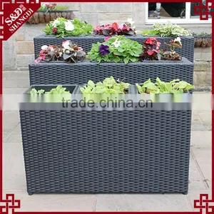 UV-resistant PE Rattan Tall Flower Planter Outdoor Patio Decorative Plant Box thumbnail-1