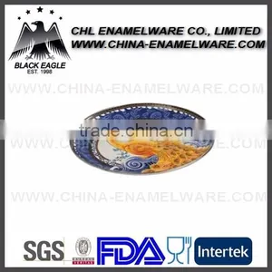High Quality Enamel Round Tray With Spraying Decoration thumbnail-1