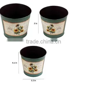 Flower Pots Metal Planters Set Of 3 thumbnail-2