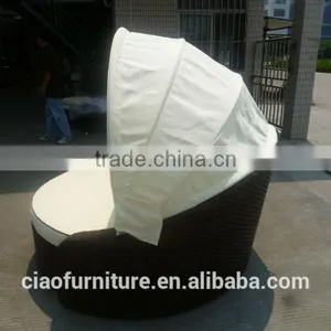 Outdoor Sunbed for Adults Rattan Patio Furniture Round Bed thumbnail-3