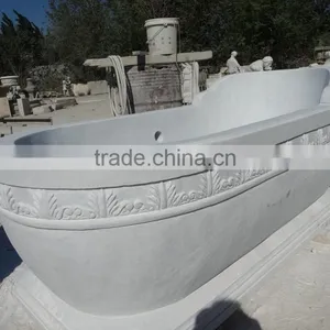 Half Hand Carved Free Standing Marble Stone Bathtub thumbnail-6
