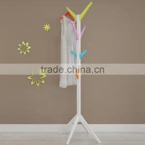 2016 New Design MDF Wood Tree Clothes Display Rack Clothes and Hat Hanger Stand DIY Clothes Hanging Hook thumbnail-3