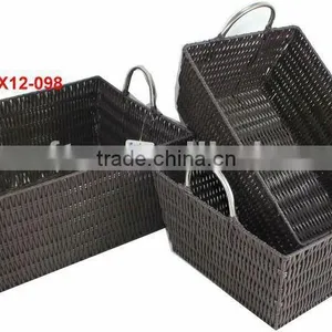 Plastic Woven Basket With Handle Sets of 3 thumbnail-1
